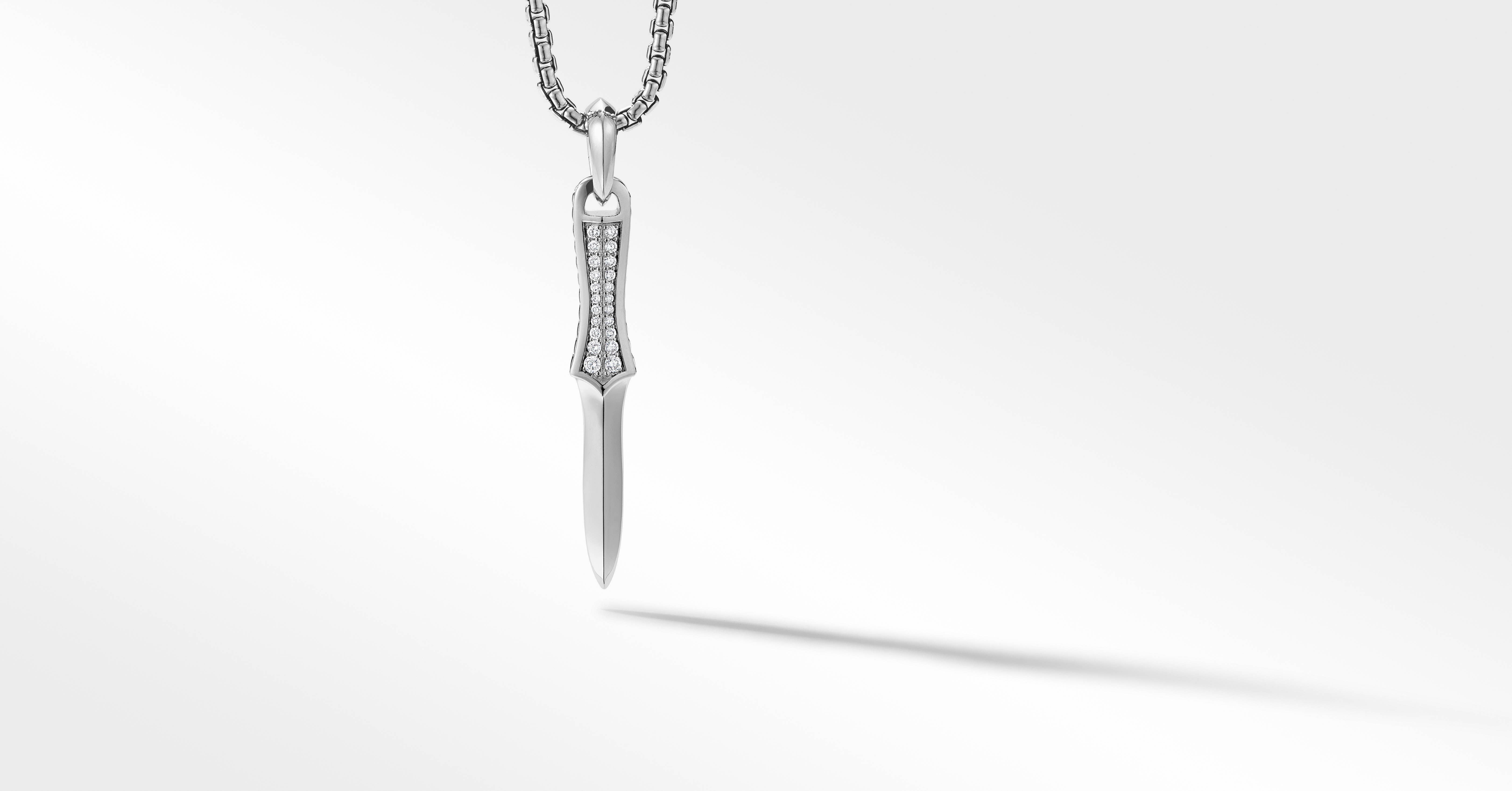 Dagger Amulet in 18K White Gold with 