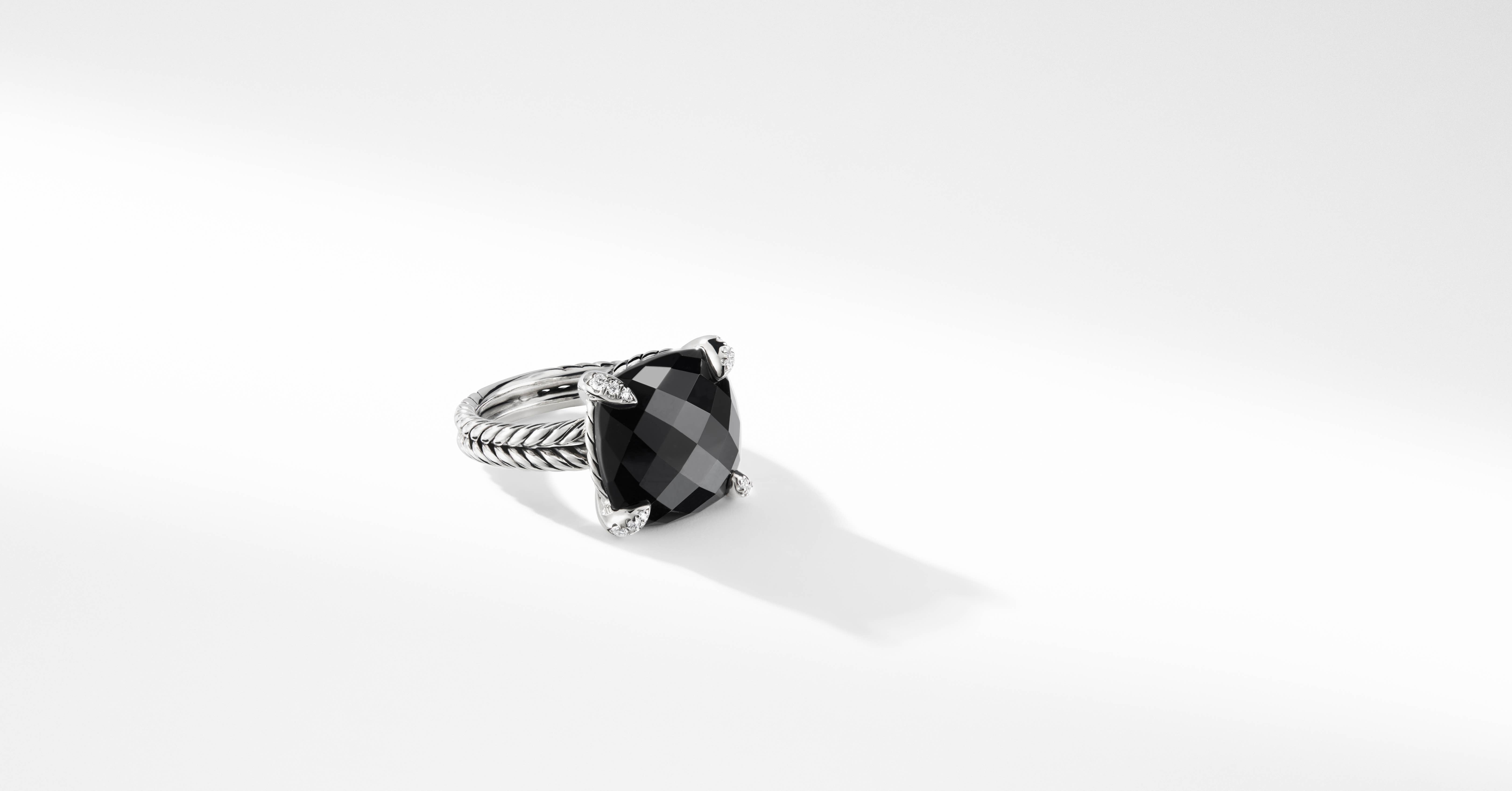  デイビット・ユーマン レディース リング アクセサリー ChatelaineR Pave Bezel Ring with Diamonds black onyx