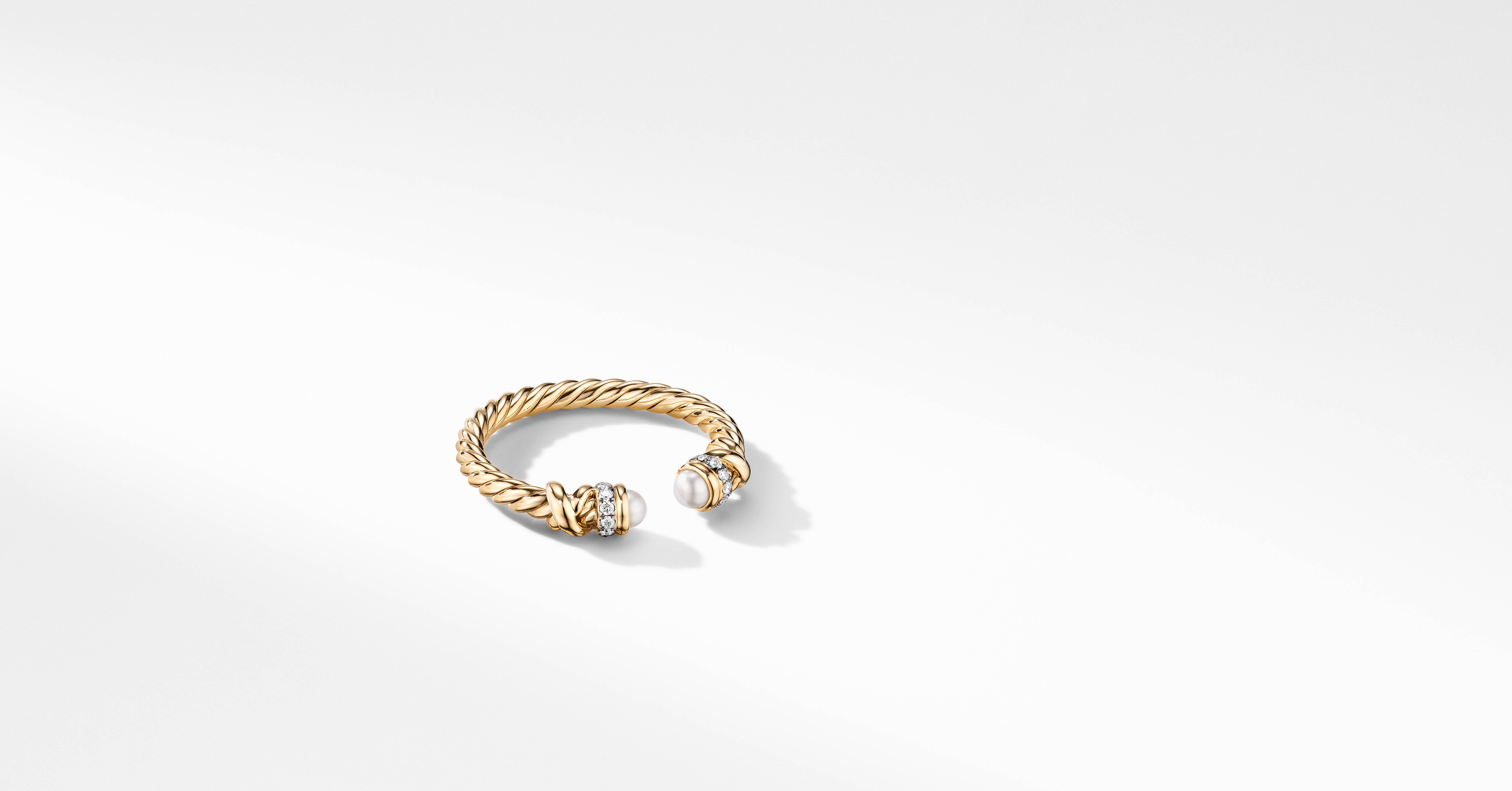 Petite Helena Ring in 18K Yellow Gold with Pearls and Pavé Diamonds David  Yurman