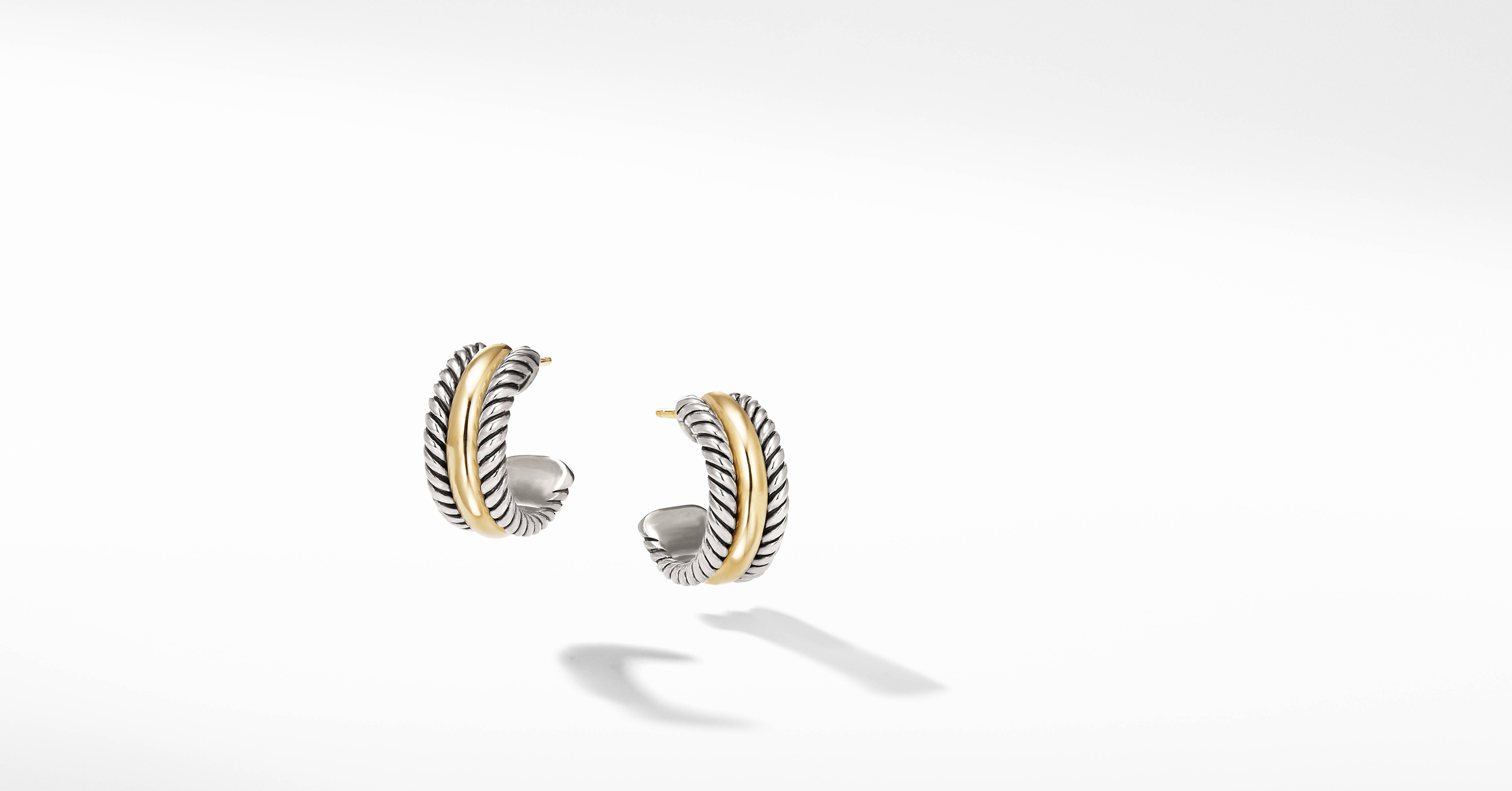 David Yurman | Cable Collectibles® Huggie Hoop Earrings in Sterling Silver with 14K Yellow Gold