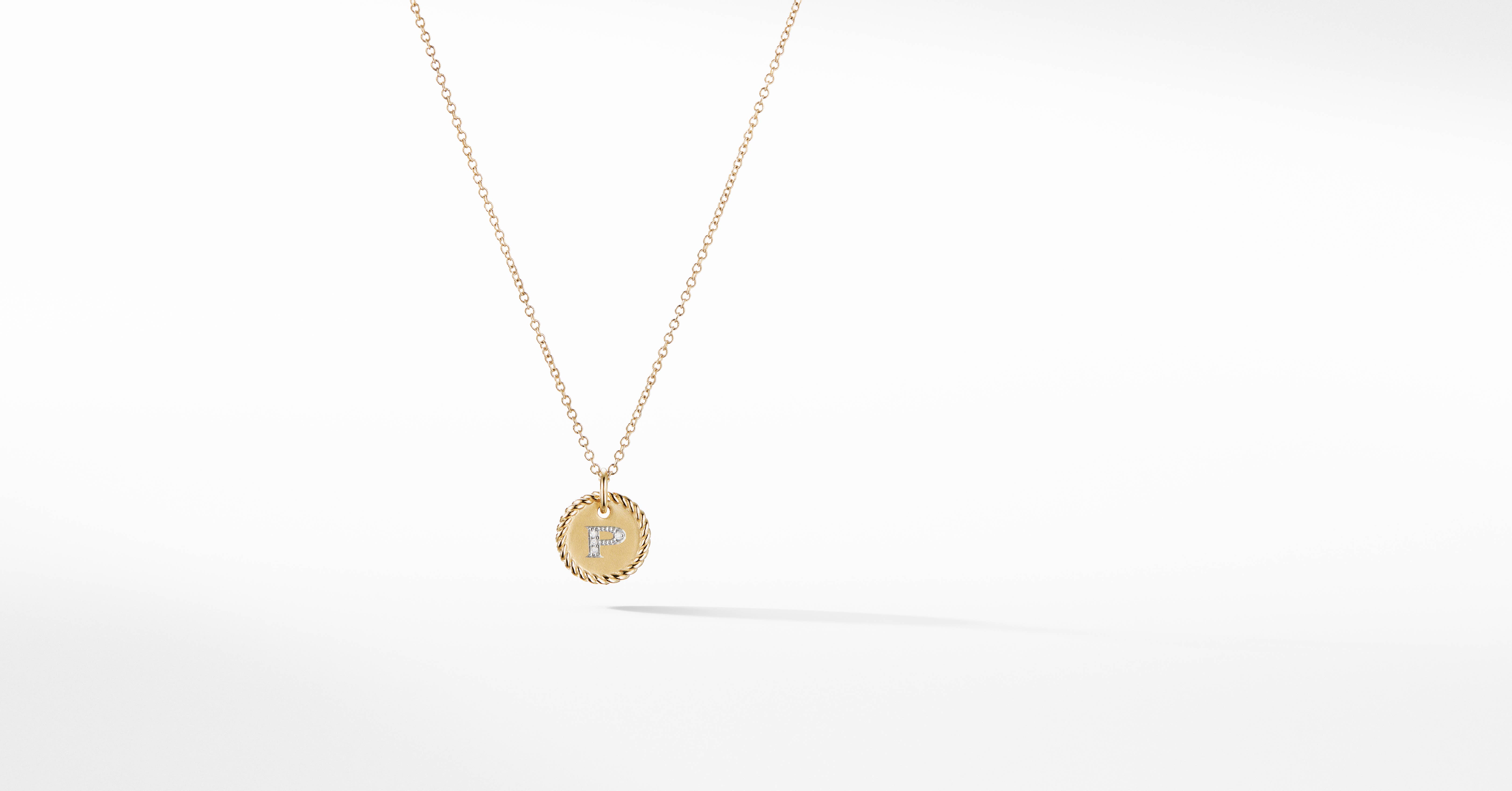 P Initial Charm Necklace in 18K Yellow 