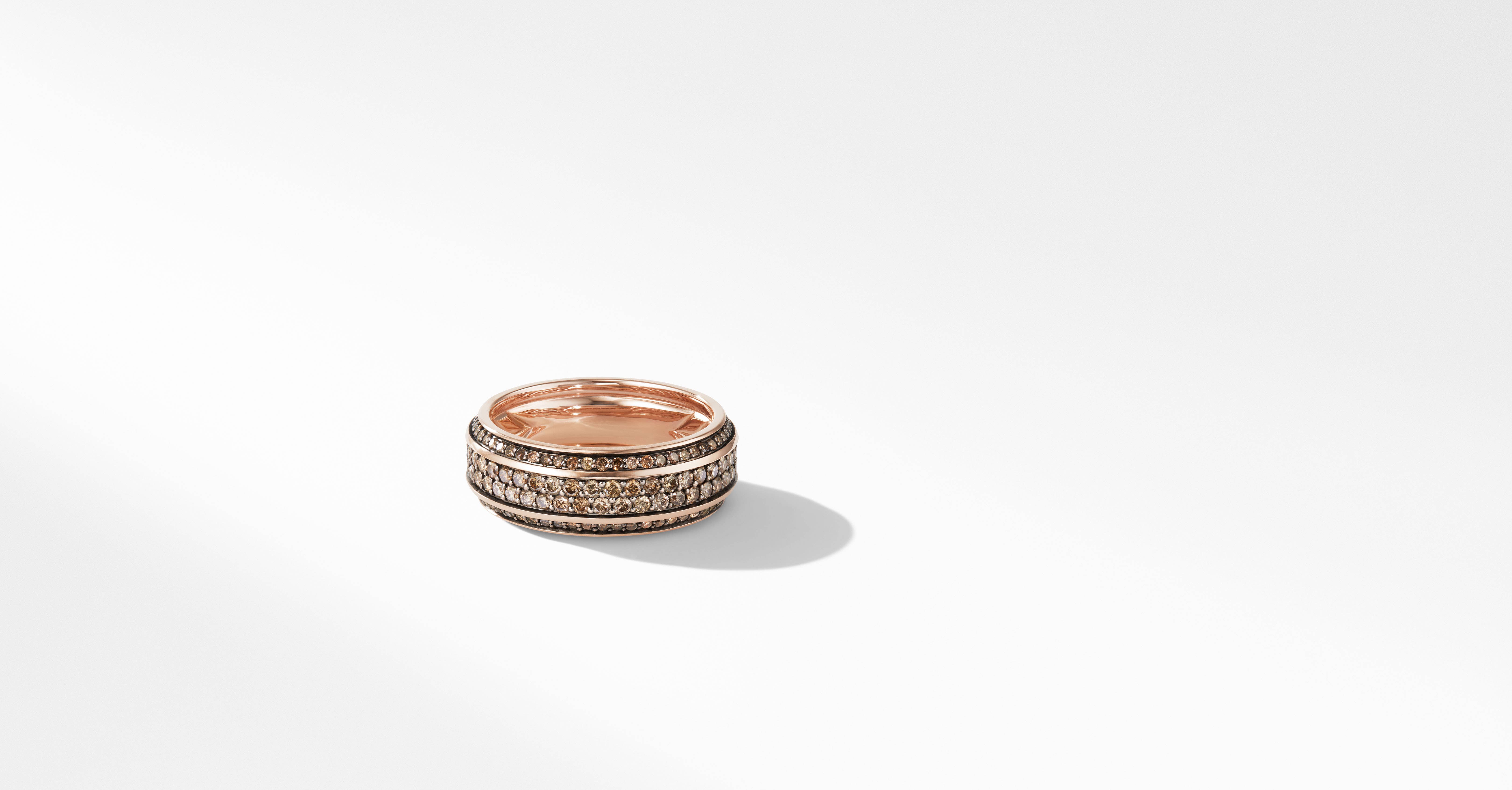 David Yurman | Streamline® Beveled Band Ring in 18K Rose Gold with Pavé Cognac Diamonds