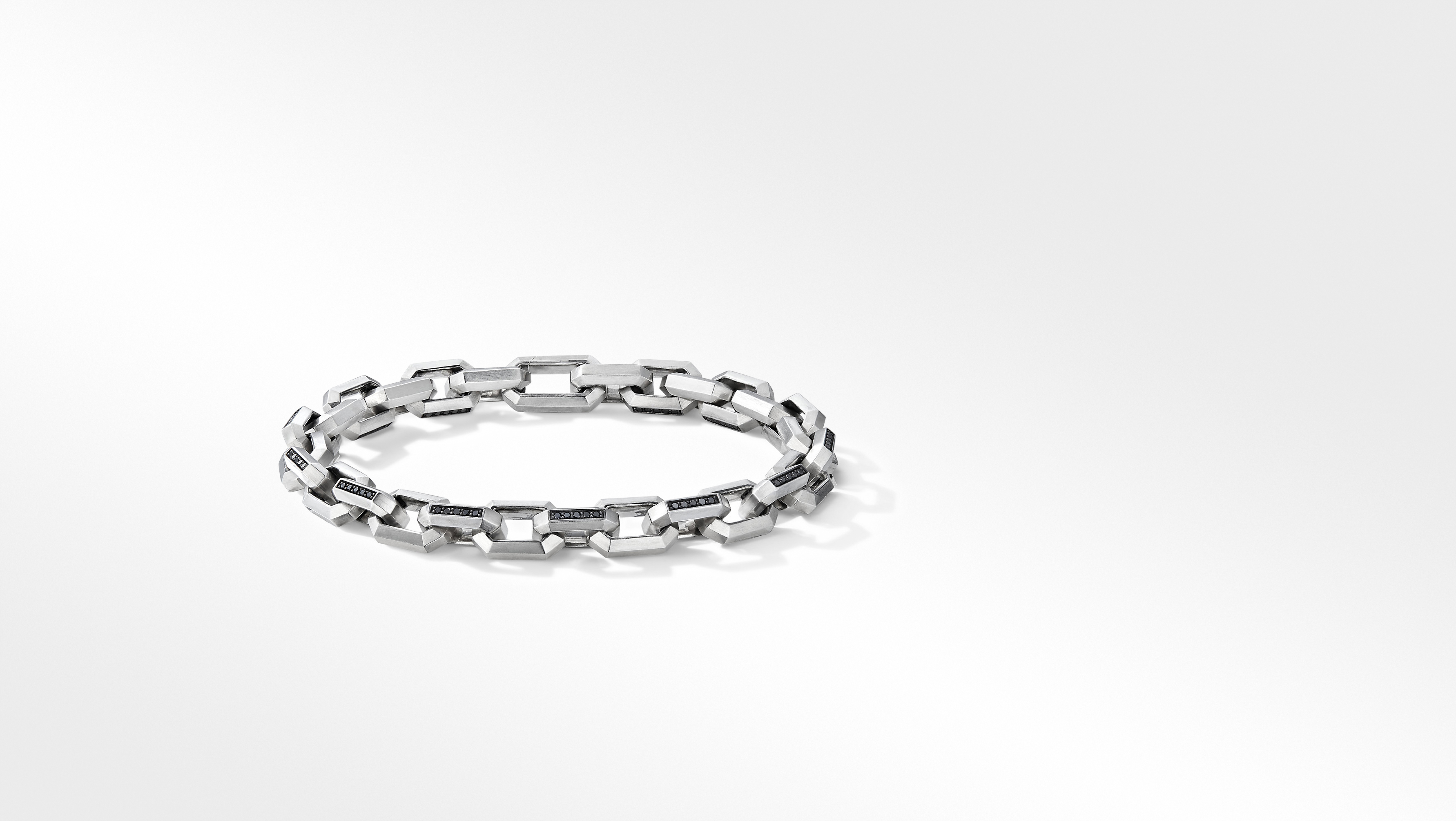 Heirloom Chain Link Bracelet in Sterling Silver with Pavé Black