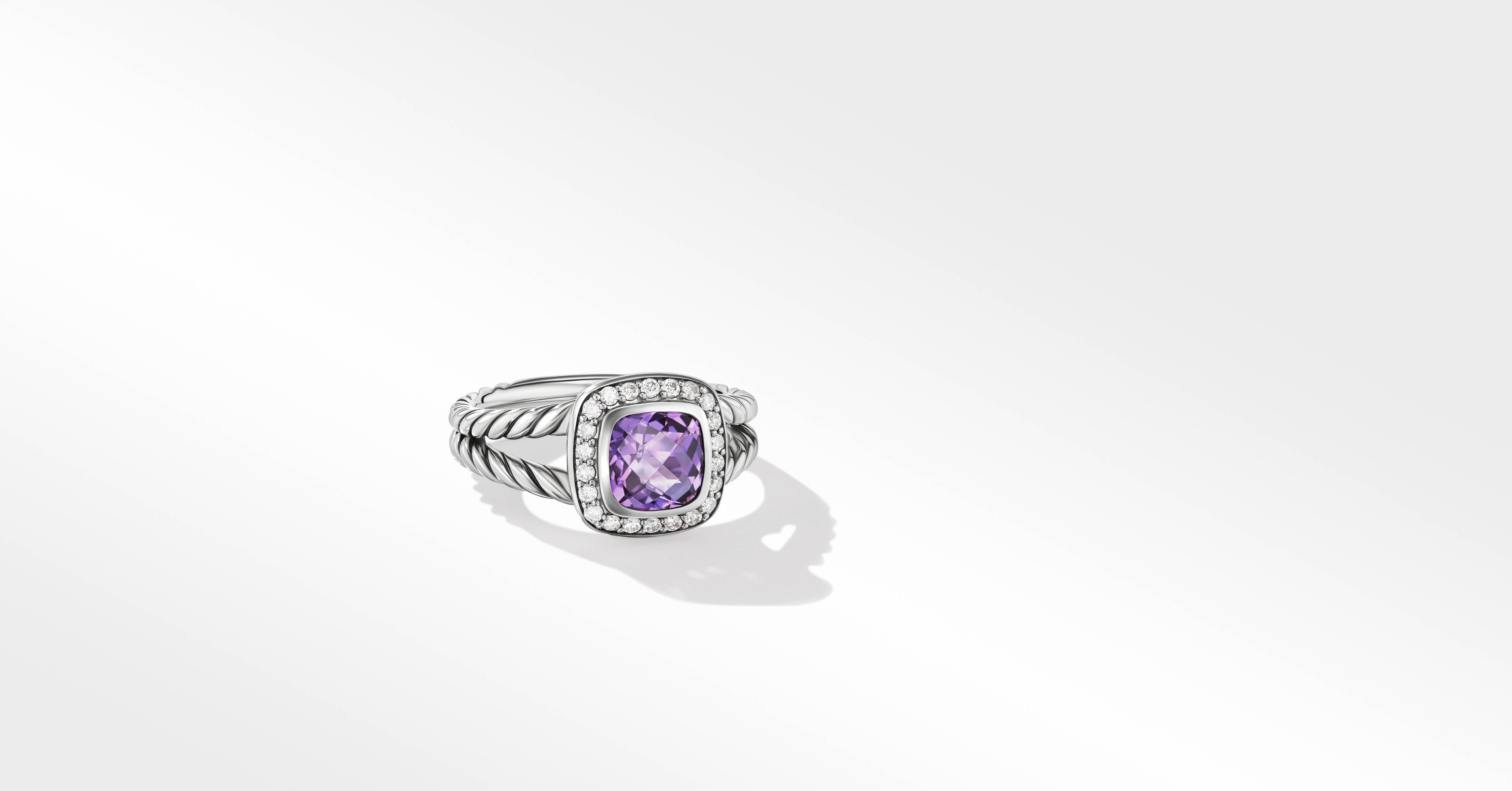 David Yurman | Petite Albion® Ring in Sterling Silver with Amethyst and Pavé Diamonds