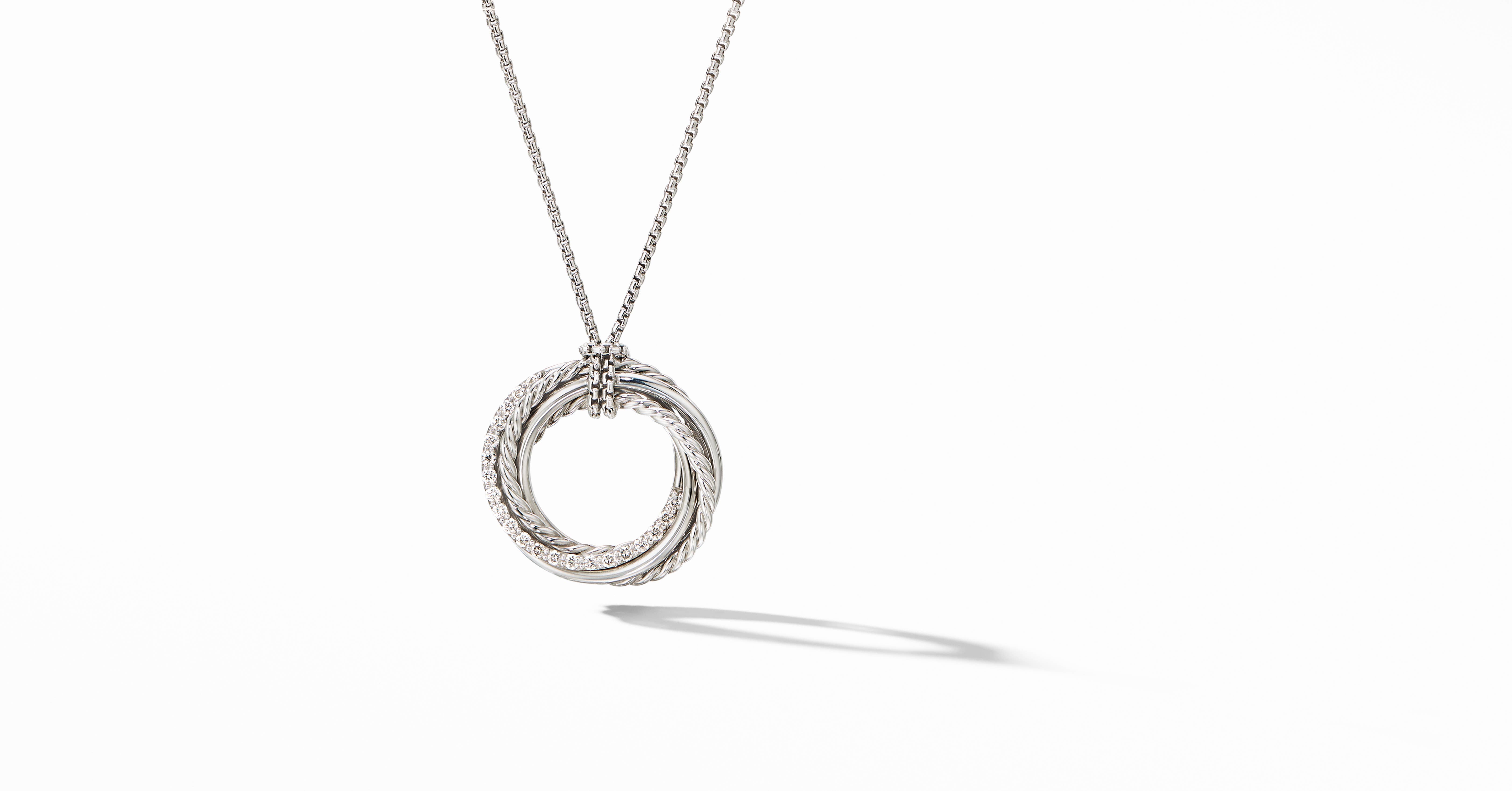 Crossover Pendant Necklace with Pavé 