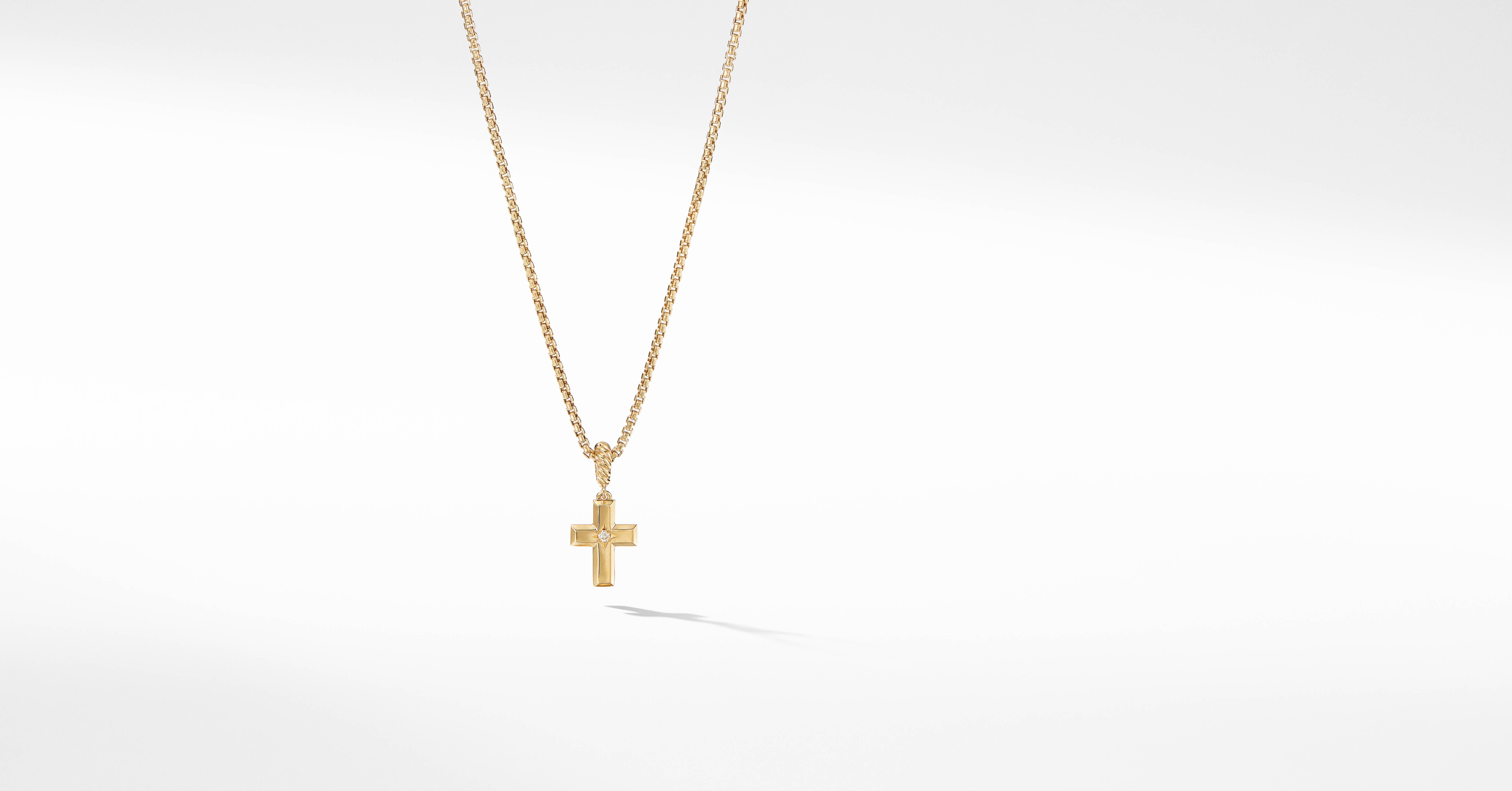 Cross Amulet in 18K Yellow Gold with Center Diamond | David ...