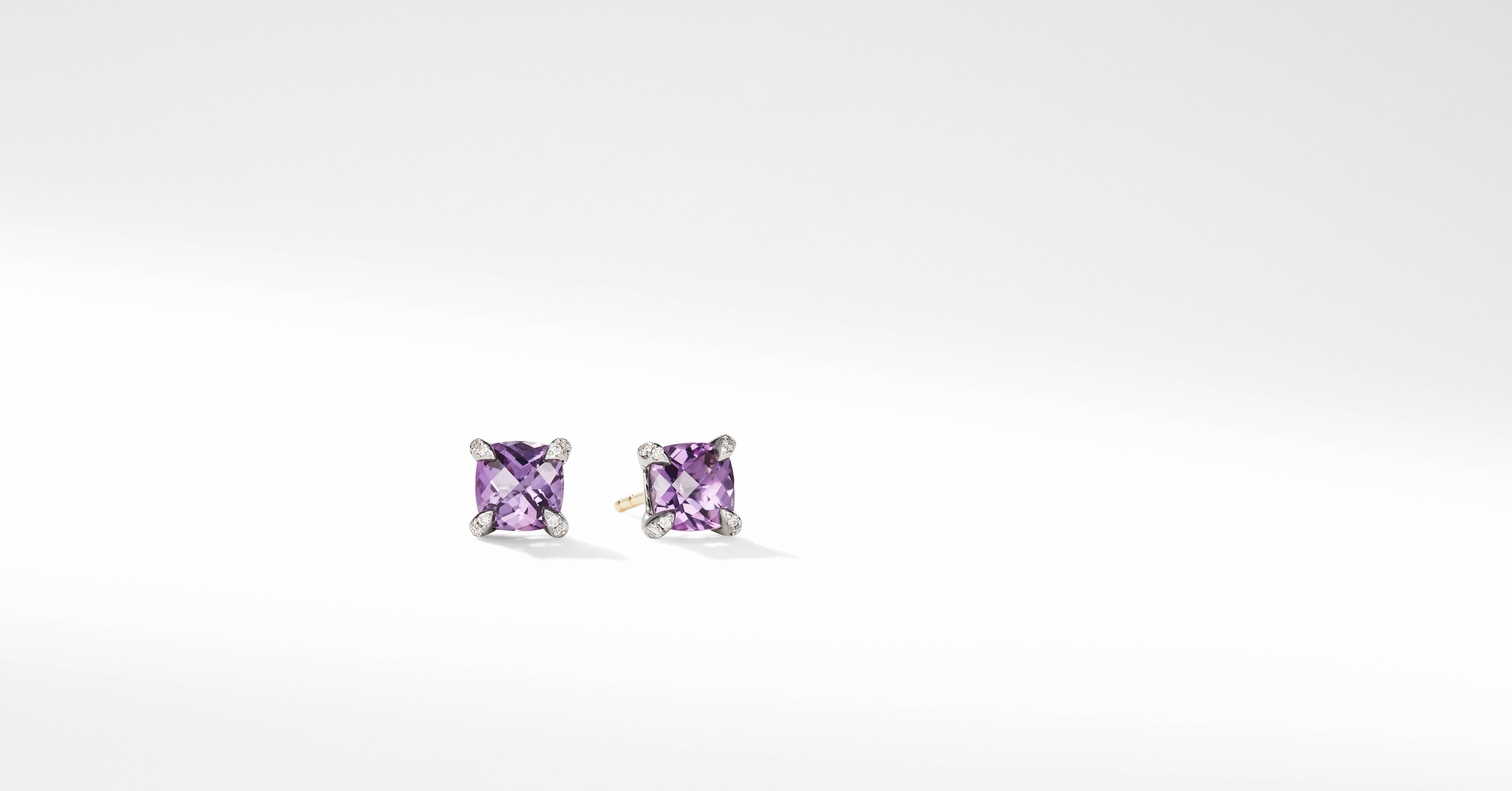 David Yurman | Petite Chatelaine® Stud Earrings in Sterling Silver with Amethyst and Pavé Diamonds