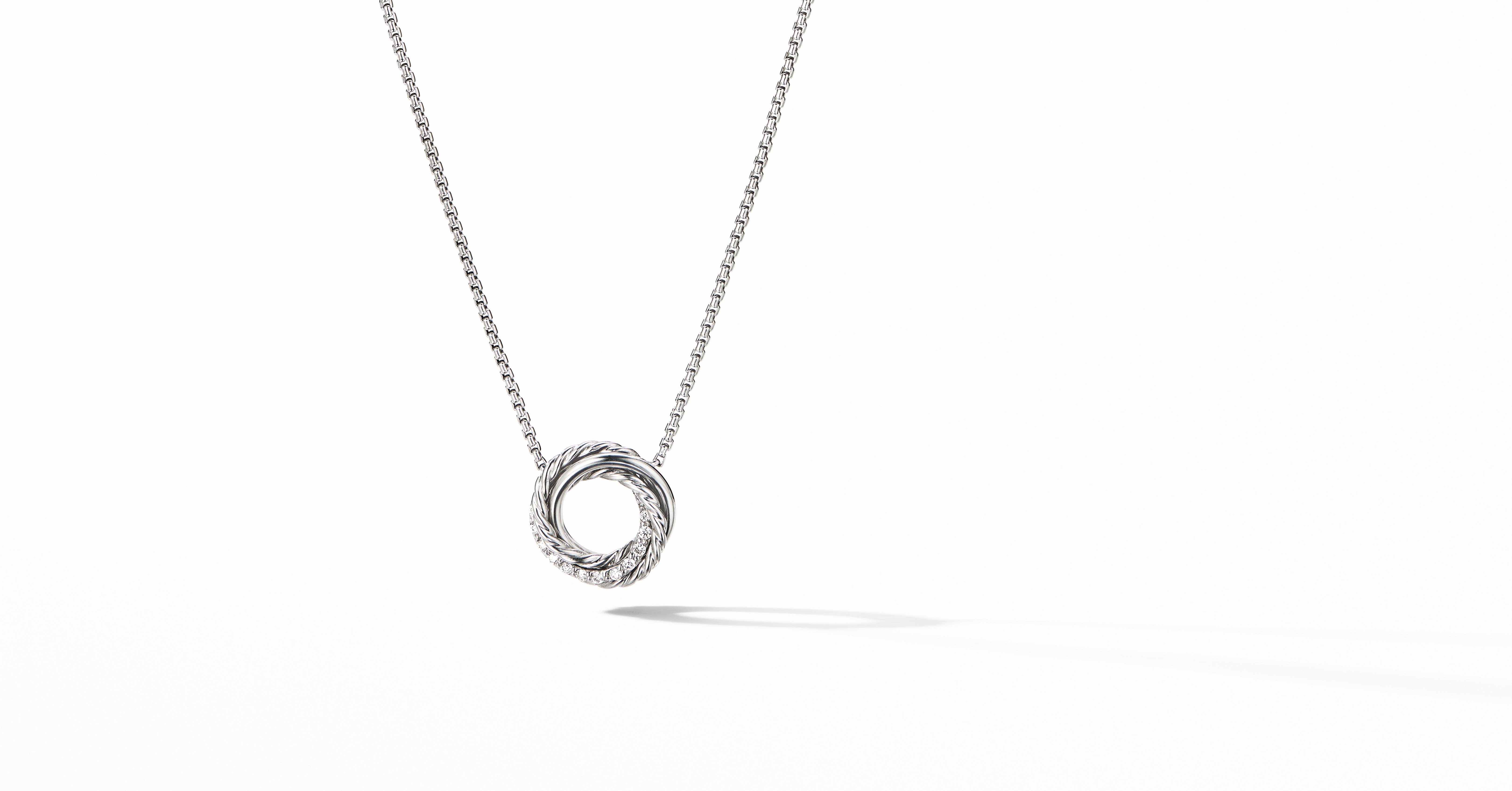 Crossover Pendant Necklace with Pavé 