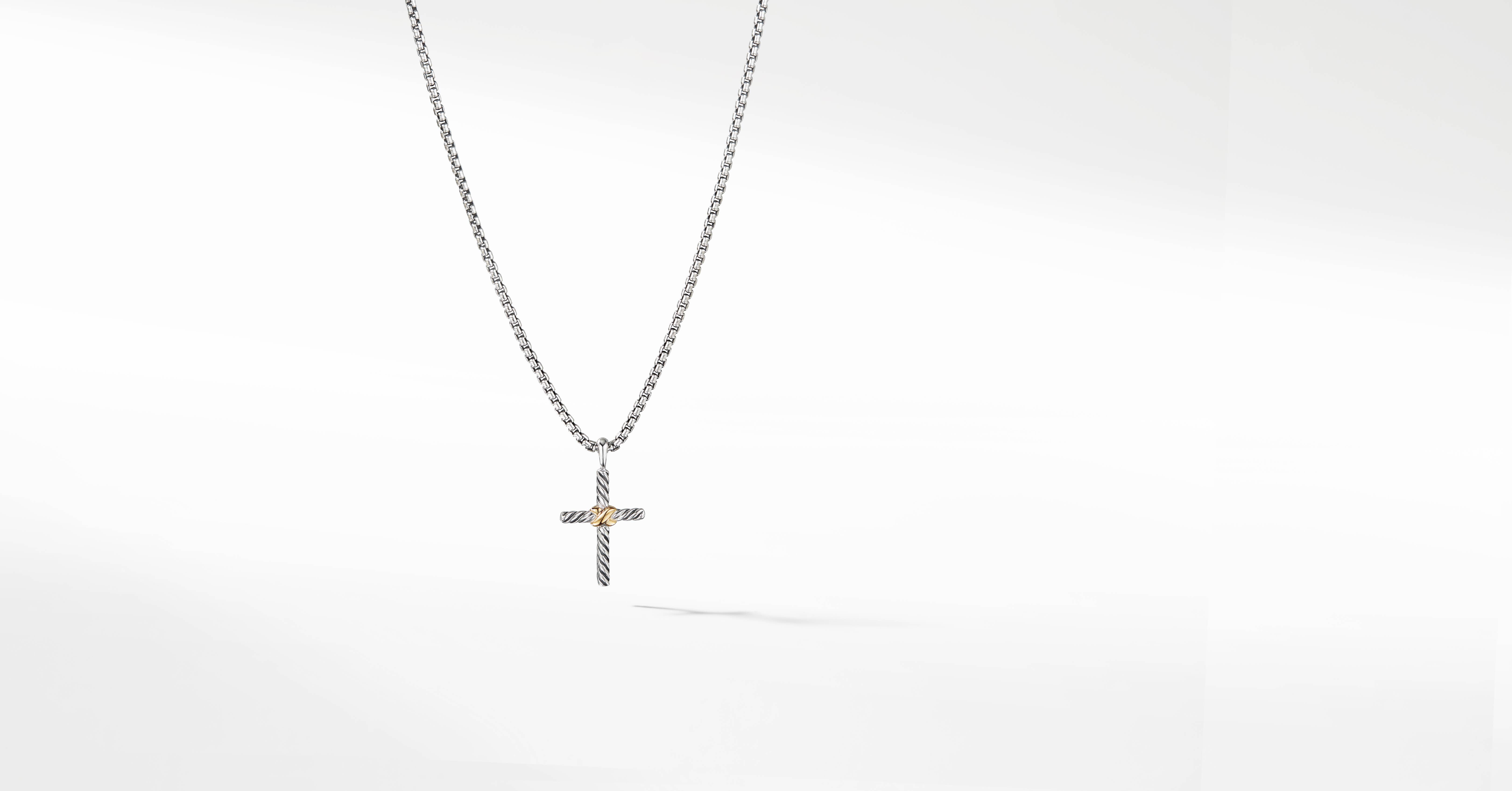 Petite X Cross Necklace with 14K Gold 